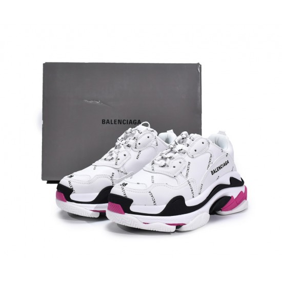 Balenciaga Triple S Letter White Rose Red 524039 W2FA4 9155