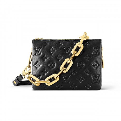 black logo quilted bag