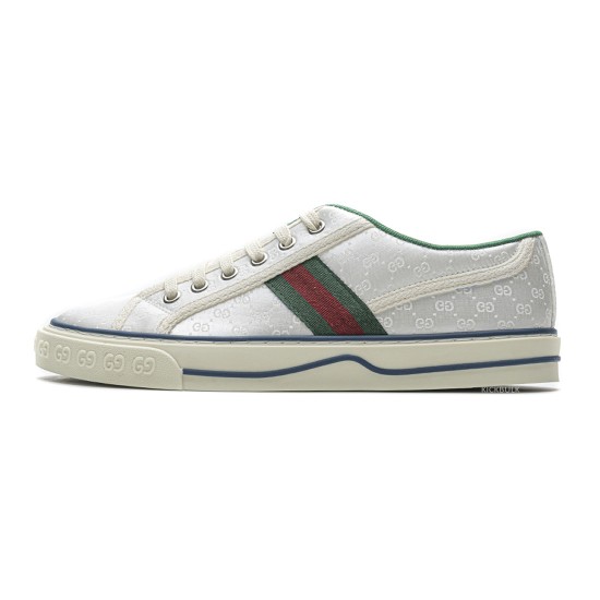 Gucci white silk sneakers 553385 DOPEO 1977