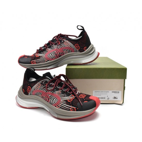 Gucci Run Sneakers Black Red 680900-USN10-8490 Gucci Run Sneakers Black Red 680900-USN10-8490