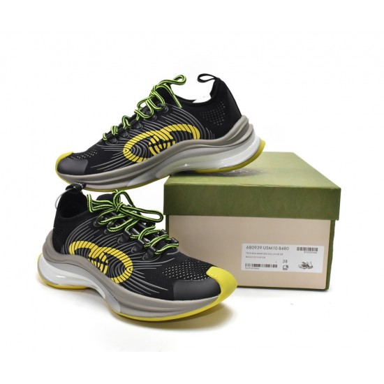 Gucci Run Sneakers Black Yellow 680939-USM10-8480