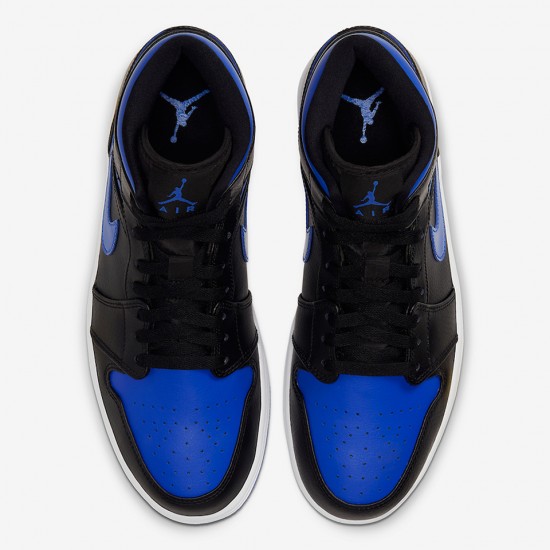 AIR JORDAN 1 MID 'BLACK HYPER ROYAL' 554724-068 AIR JORDAN 1 MID 'BLACK HYPER ROYAL' 554724-068