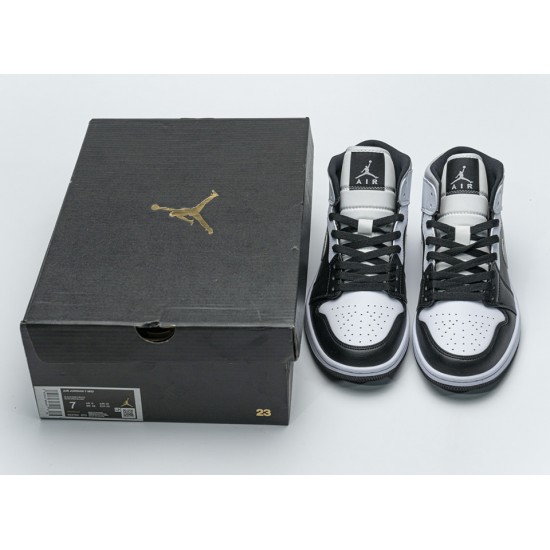 Air Jordan 1 Mid 'WHITE SHADOW' Black 554724-073 Air Jordan 1 Mid 'WHITE SHADOW' Black 554724-073
