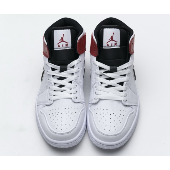Nike Air Jordan 1 Mid White Black Gym Red 554724-116 Nike Air Jordan 1 Mid White Black Gym Red 554724-116