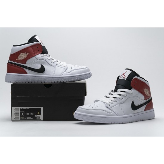 Nike Air Jordan 1 Mid White Black Gym Red 554724-116 Nike Air Jordan 1 Mid White Black Gym Red 554724-116