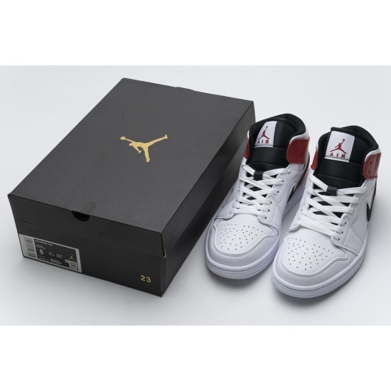 Nike Air Jordan 1 Mid White Black Gym Red 554724-116 Nike Air Jordan 1 Mid White Black Gym Red 554724-116