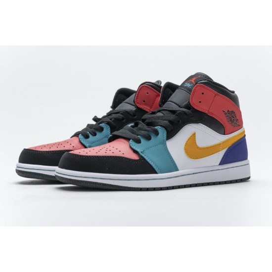 Nike AIR JORDAN 1 MID MULTI-COLOR BRED ORANGE MENS GS SHOES 554724-125 Nike AIR JORDAN 1 MID MULTI-COLOR BRED ORANGE MENS GS SHOES 554724-125