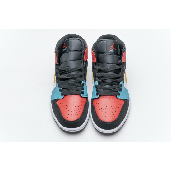 Nike AIR JORDAN 1 MID MULTI-COLOR BRED ORANGE MENS GS SHOES 554724-125 Nike AIR JORDAN 1 MID MULTI-COLOR BRED ORANGE MENS GS SHOES 554724-125