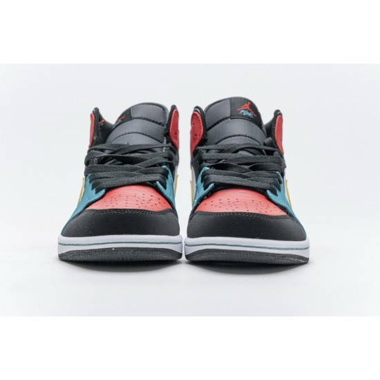 Nike AIR JORDAN 1 MID MULTI-COLOR BRED ORANGE MENS GS SHOES 554724-125 Nike AIR JORDAN 1 MID MULTI-COLOR BRED ORANGE MENS GS SHOES 554724-125