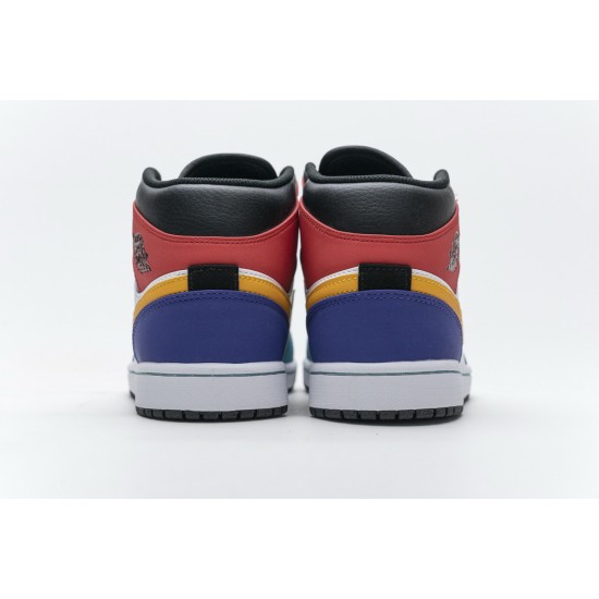 Nike AIR JORDAN 1 MID MULTI-COLOR BRED ORANGE MENS GS SHOES 554724-125 Nike AIR JORDAN 1 MID MULTI-COLOR BRED ORANGE MENS GS SHOES 554724-125