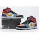 Nike AIR JORDAN 1 MID MULTI-COLOR BRED ORANGE MENS GS SHOES 554724-125