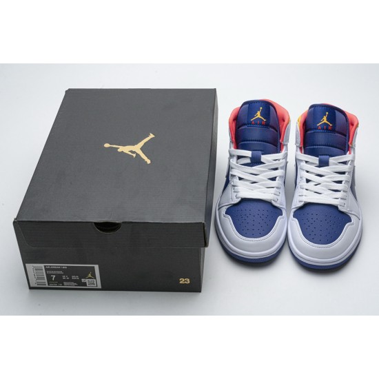 Nike Air Jordan 1 Mid Royal Blue Laser Orange 554724-131 Nike Air Jordan 1 Mid Royal Blue Laser Orange 554724-131