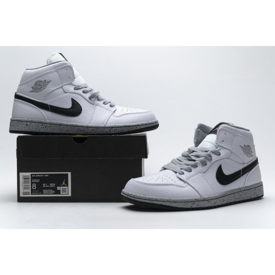 Air Jordan 1 Mid GS White Cement 554725-115