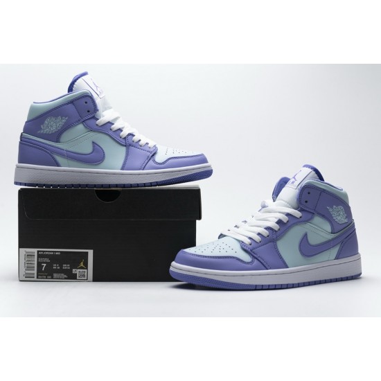 Nike Air Jordan 1 Mid Purple Aqua Blue 554725-500 Nike Air Jordan 1 Mid Purple Aqua Blue 554725-500