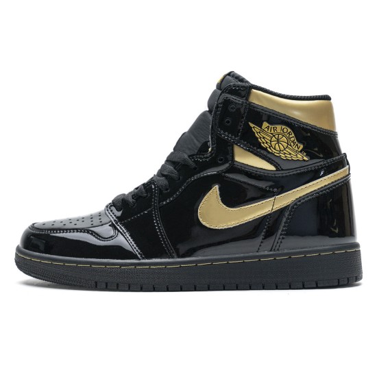 black gold patent leather jordan 1