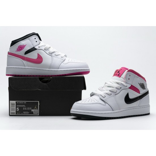 Nike Air Jordan 1 Mid White Black Hyper Pink 555112-106 Nike Air Jordan 1 Mid White Black Hyper Pink 555112-106