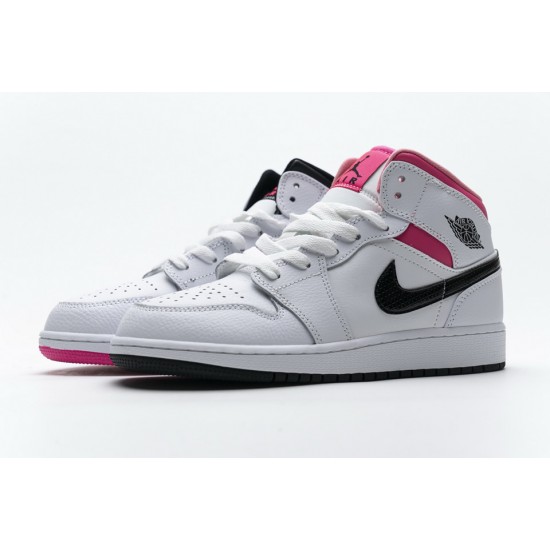 Nike Air Jordan 1 Mid White Black Hyper Pink 555112-106 Nike Air Jordan 1 Mid White Black Hyper Pink 555112-106