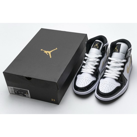 Nike Air Jordan 1 Mid Gold Patent Leather 852542-007 Nike Air Jordan 1 Mid Gold Patent Leather 852542-007