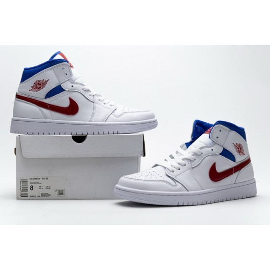 Nike Air Jordan 1 Mid SE White Blue Red BQ6472-164 Nike Air Jordan 1 Mid SE White Blue Red BQ6472-164
