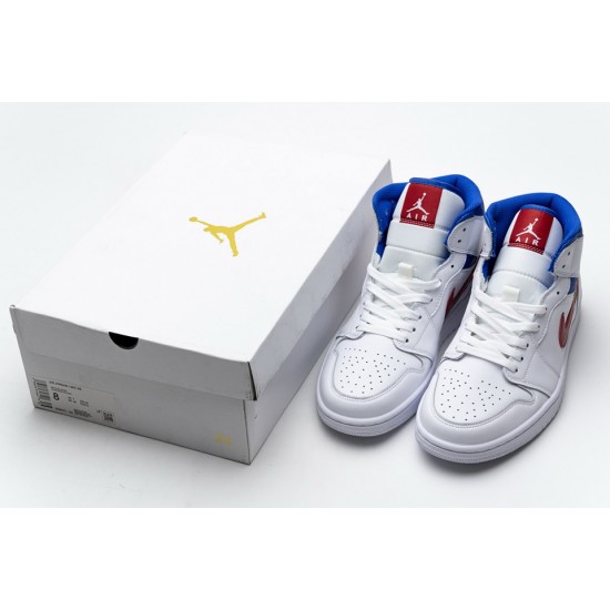 Nike Air Jordan 1 Mid SE White Blue Red BQ6472-164 Nike Air Jordan 1 Mid SE White Blue Red BQ6472-164