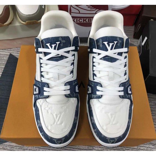 LOUIS VUITTON LV Trainer Sneaker white Blue LOUIS VUITTON LV Trainer Sneaker white Blue