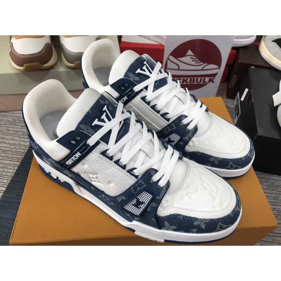 LOUIS VUITTON LV Trainer Sneaker white Blue LOUIS VUITTON LV Trainer Sneaker white Blue