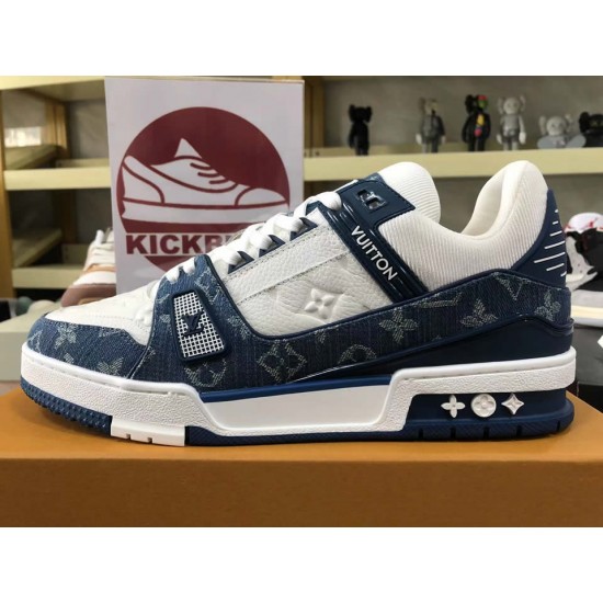 LOUIS VUITTON LV Trainer Sneaker white Blue LOUIS VUITTON LV Trainer Sneaker white Blue