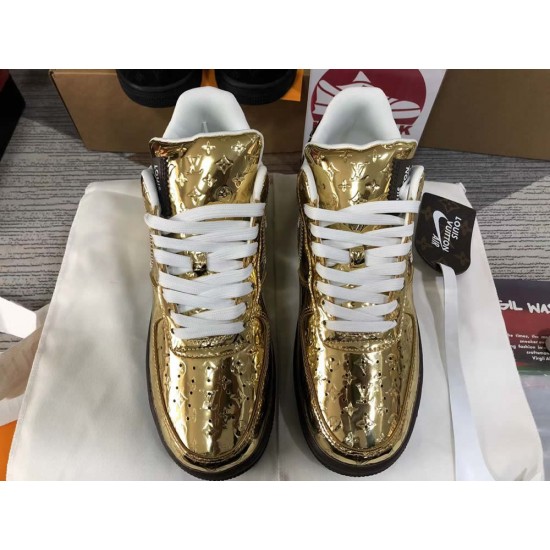 Louis Vuitton x Nike Air Force 1 Gold LV Louis Vuitton x Nike Air Force 1 Gold LV