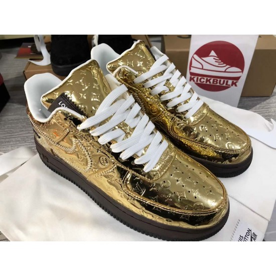 Louis Vuitton x Nike Air Force 1 Gold LV Louis Vuitton x Nike Air Force 1 Gold LV
