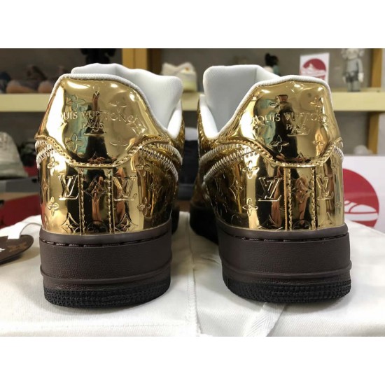 Louis Vuitton x Nike Air Force 1 Gold LV Louis Vuitton x Nike Air Force 1 Gold LV