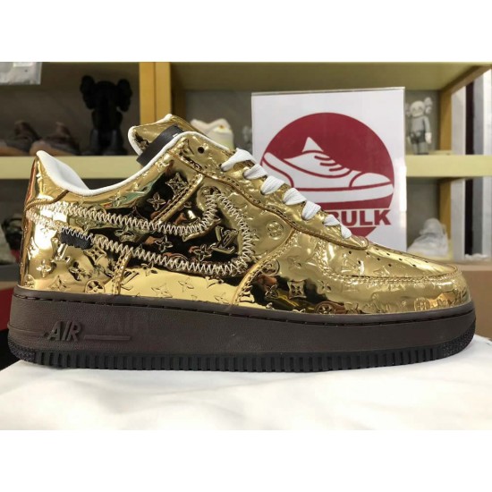 Louis Vuitton x Nike Air Force 1 Gold LV Louis Vuitton x Nike Air Force 1 Gold LV