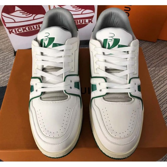 Louis Vuitton LV Trainer Sneaker Low White Green - TimeToCop