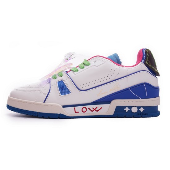 Louis Vuitton Trainer White Pink Blue MS0223 Louis Vuitton Trainer White Pink Blue MS0223