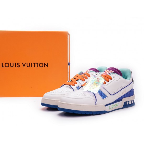 Louis Vuitton Trainer White Green Purple MS0225 Louis Vuitton Trainer White Green Purple MS0225