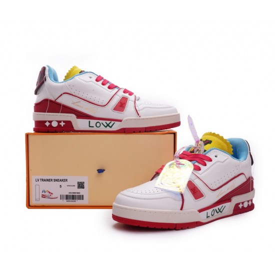 Louis Vuitton Trainer White Blue Yellow MS0227 Louis Vuitton Trainer White Blue Yellow MS0227