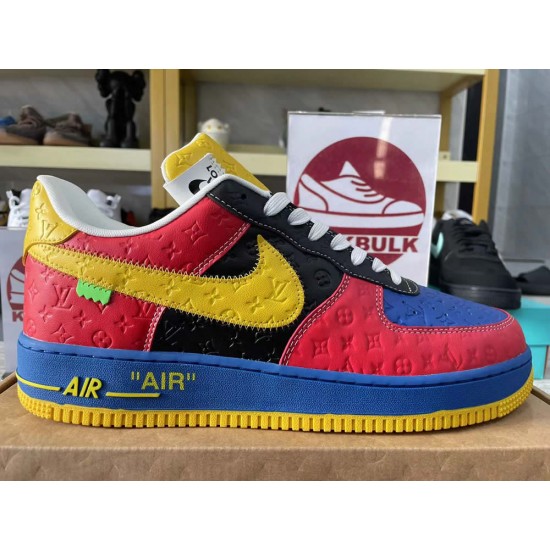 Louis Vuitton x Nike Air Force 1 Red Yellow LV Louis Vuitton x Nike Air Force 1 Red Yellow LV