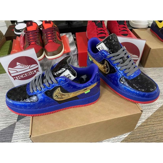 Louis Vuitton x Nike Air Force 1 Black Blue Gold LV Louis Vuitton x Nike Air Force 1 Black Blue Gold LV