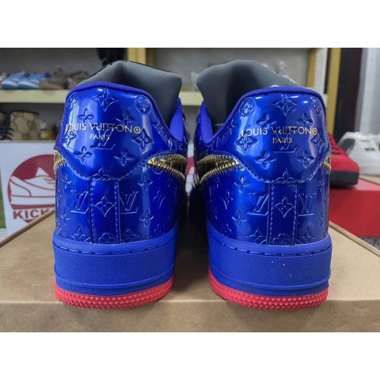 Louis Vuitton x Nike Air Force 1 Black Blue Gold LV Louis Vuitton x Nike Air Force 1 Black Blue Gold LV