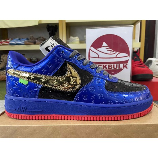 Louis Vuitton x Nike Air Force 1 Black Blue Gold LV Louis Vuitton x Nike Air Force 1 Black Blue Gold LV