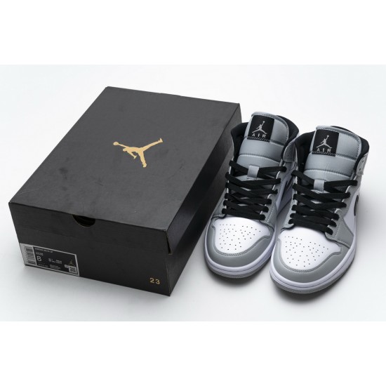 Nike Air Jordan 1 Mid GS 'Light Smoke Grey' 554725-092 Nike Air Jordan 1 Mid GS 'Light Smoke Grey' 554725-092