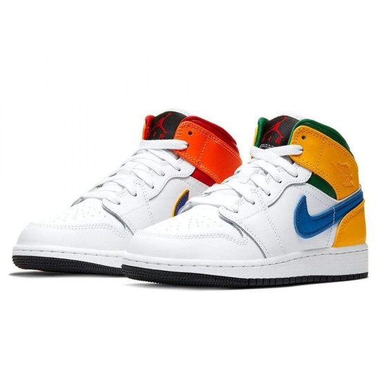 Air Jordan 1 Mid GS 'White Court Purple Teal' 554725-128 Air Jordan 1 Mid GS 'White Court Purple Teal' 554725-128