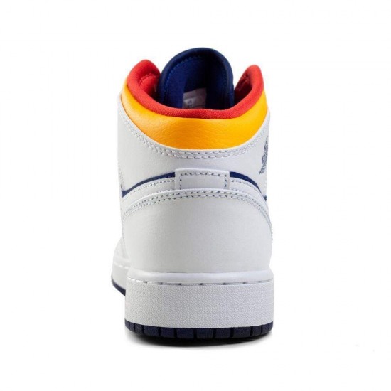 Nike Air Jordan 1 GS Mid White Laser' 554725-131 Nike Air Jordan 1 GS Mid White Laser' 554725-131