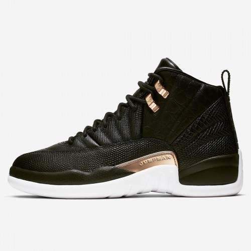 AIR JORDAN 12 WMNS SNAKESKIN MIDNIGHT BLACK WHITE GOLD AO6068-007