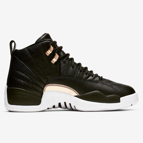 AIR JORDAN 12 WMNS SNAKESKIN MIDNIGHT BLACK WHITE GOLD AO6068-007