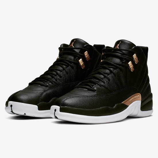 AIR JORDAN 12 WMNS SNAKESKIN MIDNIGHT BLACK WHITE GOLD AO6068-007 AIR JORDAN 12 WMNS SNAKESKIN MIDNIGHT BLACK WHITE GOLD AO6068-007