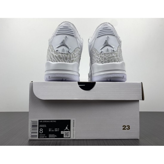 AIR JORDAN 3 RETRO PS 'TRIPLE WHITE' 429487-111 AIR JORDAN 3 RETRO PS 'TRIPLE WHITE' 429487-111