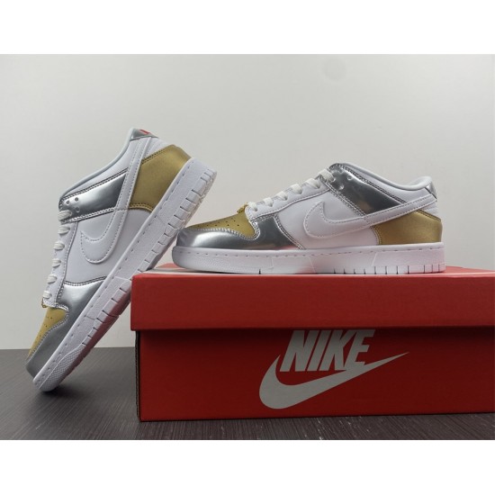 NIKE DUNK LOW SE 'SILVER GOLD METALLIC' WMNS 2022 DH4403-700 NIKE DUNK LOW SE 'SILVER GOLD METALLIC' WMNS 2022 DH4403-700
