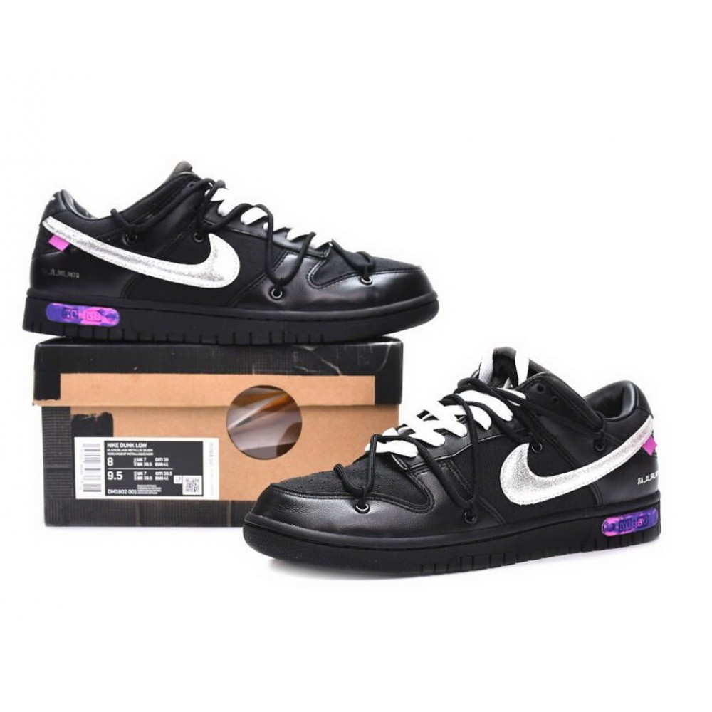 Off-White x Nike Dunk Low 'The 50' Black/Silver DM1602-001