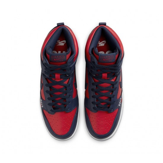 SUPREME X NIKE DUNK HIGH SB 'BY ANY MEANS - RED NAVY' DN3741-600 SUPREME X NIKE DUNK HIGH SB 'BY ANY MEANS - RED NAVY' DN3741-600