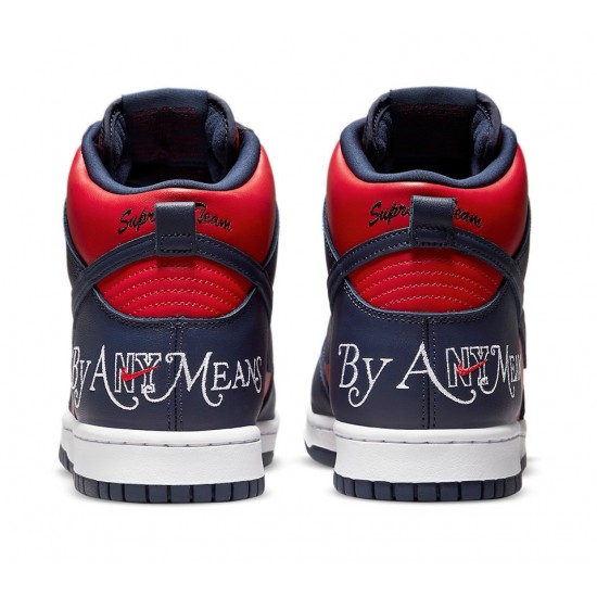 SUPREME X NIKE DUNK HIGH SB 'BY ANY MEANS - RED NAVY' DN3741-600 SUPREME X NIKE DUNK HIGH SB 'BY ANY MEANS - RED NAVY' DN3741-600
